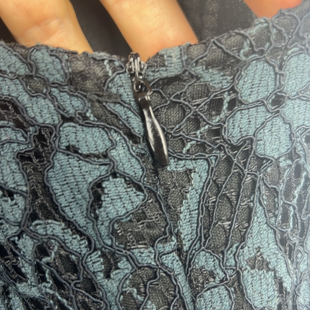 Zara lace dress midi bodycon navy blue sleeveless fitted black label  Sz. L - Picture 6 of 15
